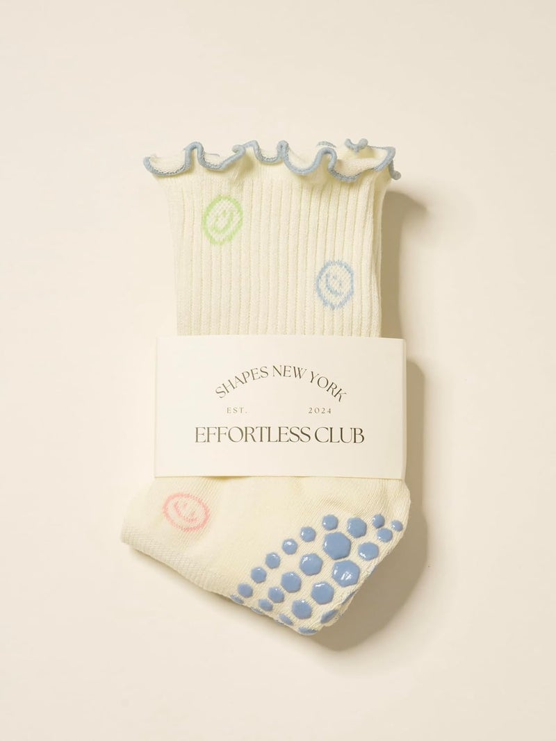 Shapes Studio Crew Half Calf Grip Socks, Cutest Fruits Pilates Socks, Ruffle socks, Non-Slip, Barre Yoga Fitness - Image 5